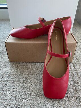 NEW Reformation Melissa Mary Jane Flat in Scarlet Red sz 10